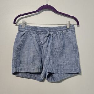 J. Crew Light Blue Chambray High-Waist Drawstring Shorts